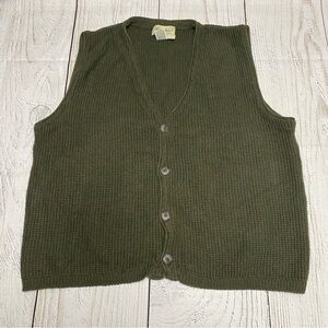 Eddie Bauer Men's Olive Brown Knit Cardigan Vest Medium